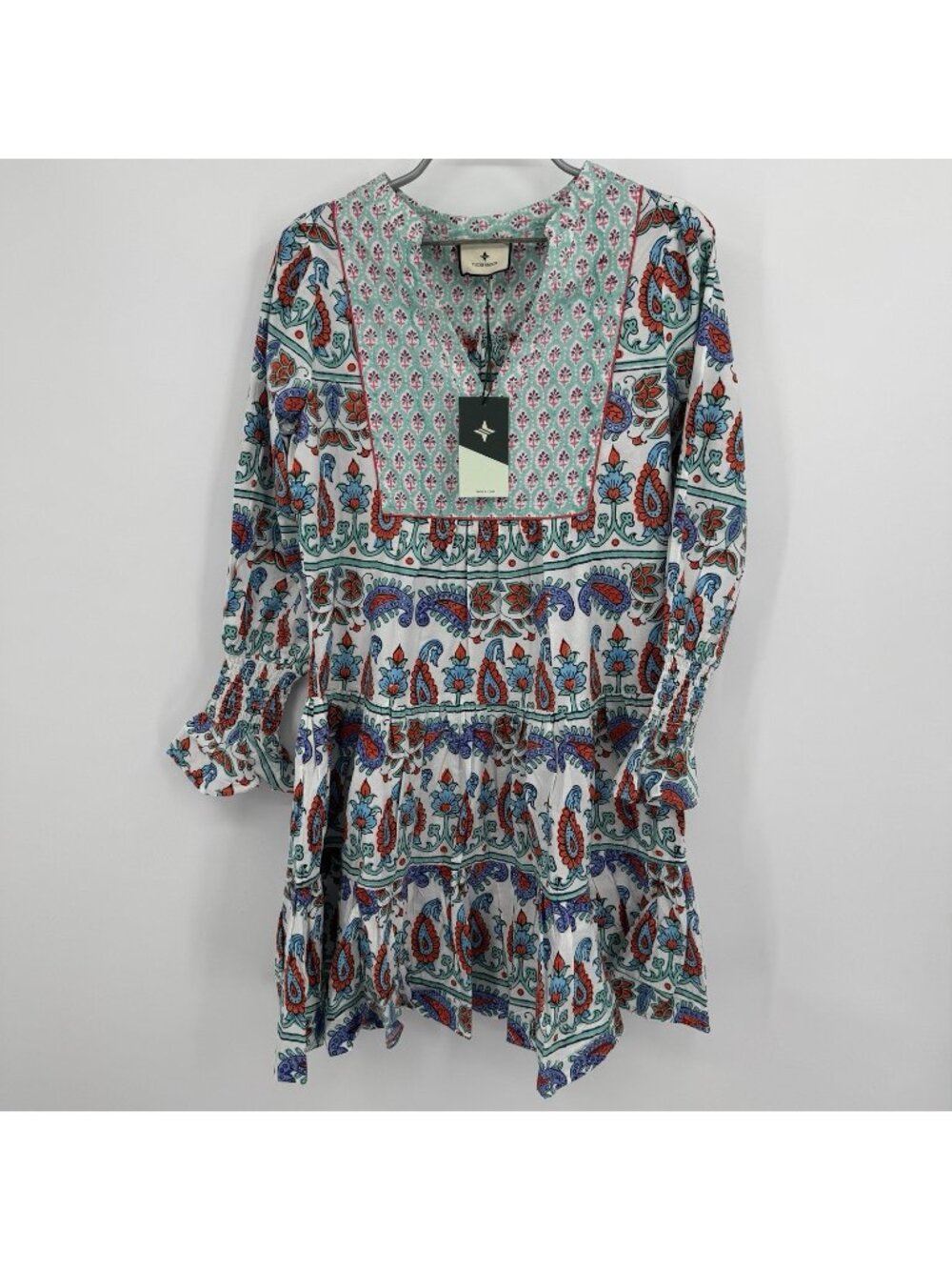 Pomander Place by Tuckernuck Teal and Seagrass Blockprint Kenzo Dress size XS